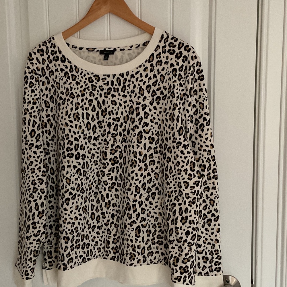 Talbots Black and White Leopard Print Top
